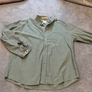 L.L. Bean Men's Green Gingham Button-Down Shirt